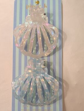 pim + larkin Iridescent Shell Hair Clips - Pale Opal